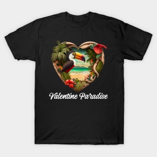 Valentine Paradise No. 4: Valentine's Day in Paradise on a Dark Background T-Shirt